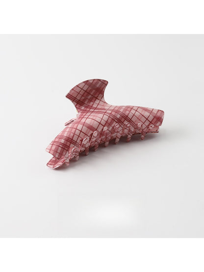 Beau - Pink Checkered Multi Shape PVC Claw Clip