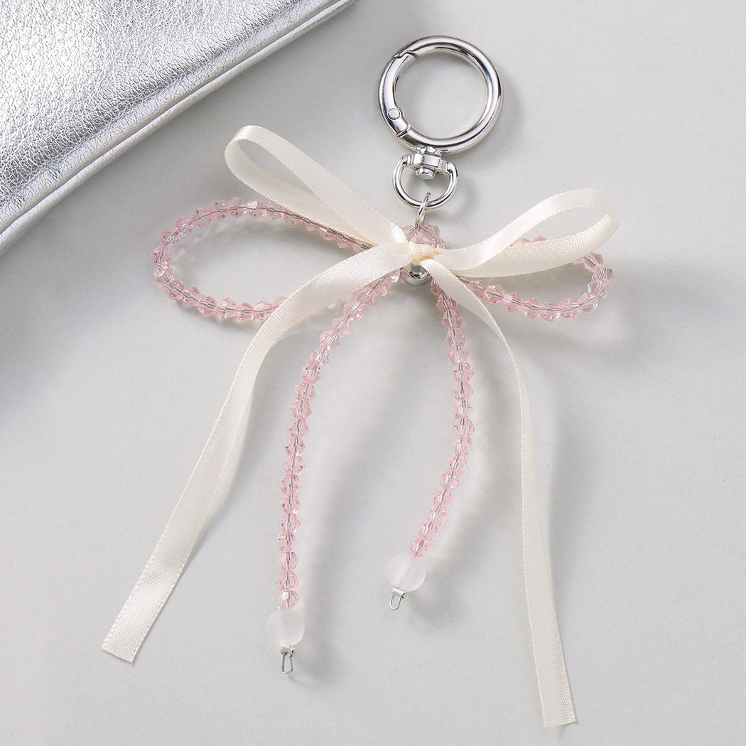 Keypus - Y2K Lace Bow Beaded Heart Keychain