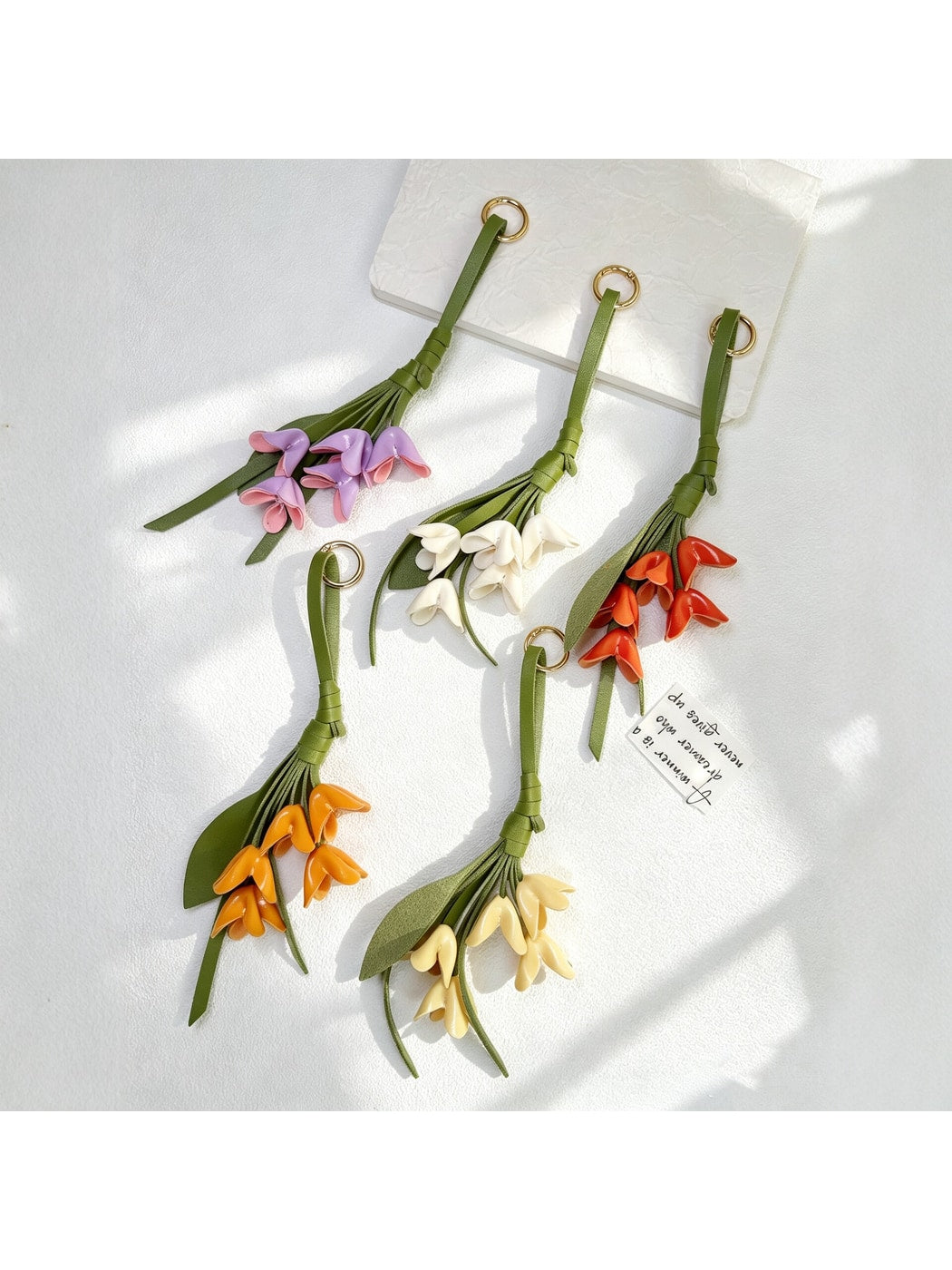 Keypus - Faux Leather Floral Bouquet Bag Charm Keychain