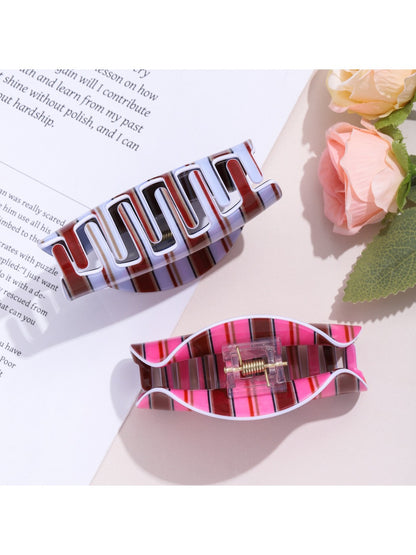 Beau - Blue Brown Stripes Claw Clip