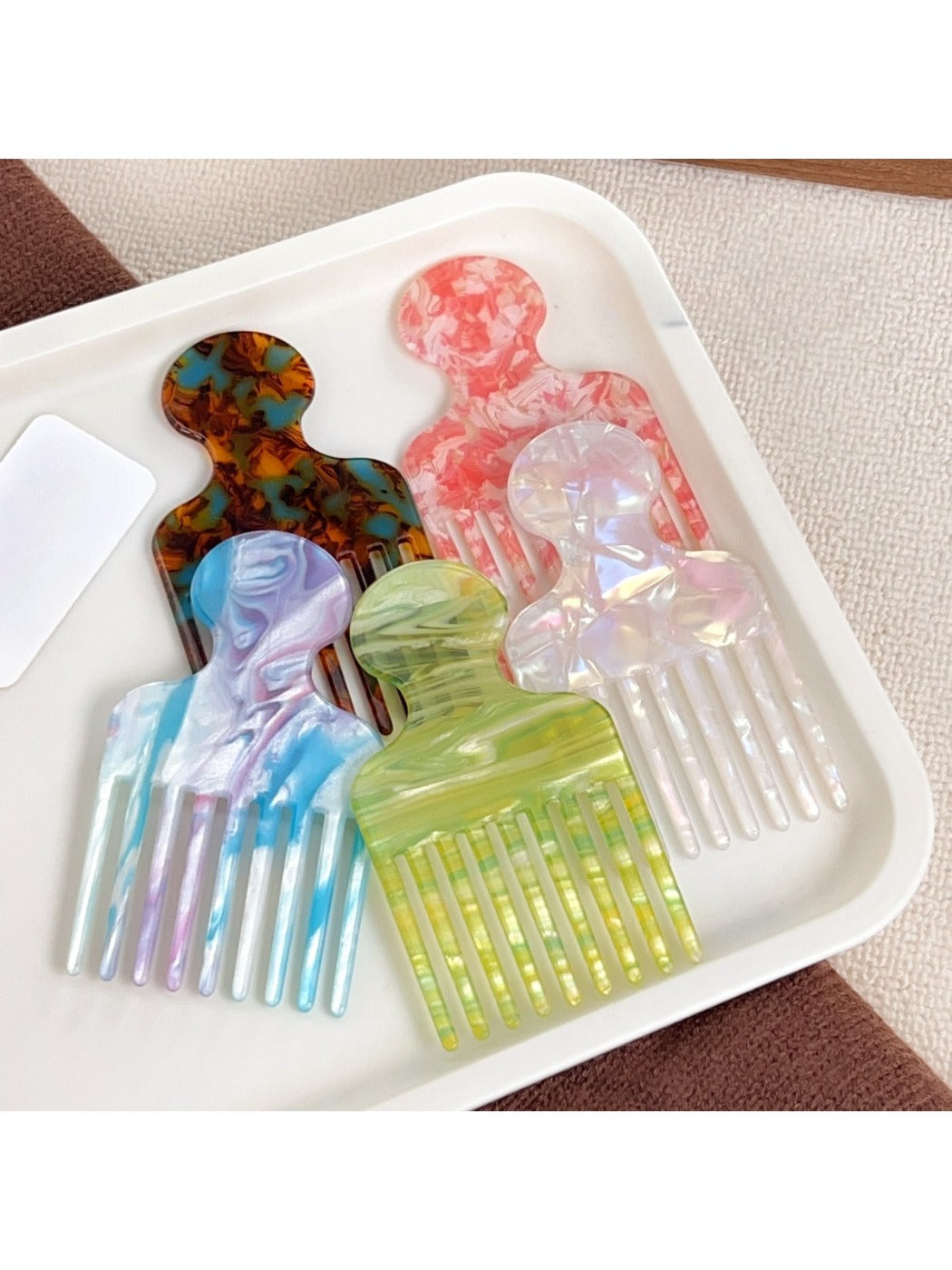 Camerow - Fashionable Marble Pattern Acetate Hair Comb