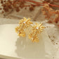 Earedge - Gold Tone Floral Openwork Textured Earrings