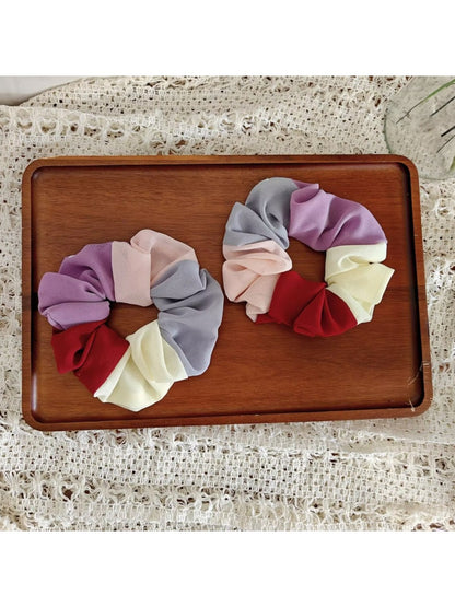 Gifty - Colorblock Plaid Polyester Scrunchie