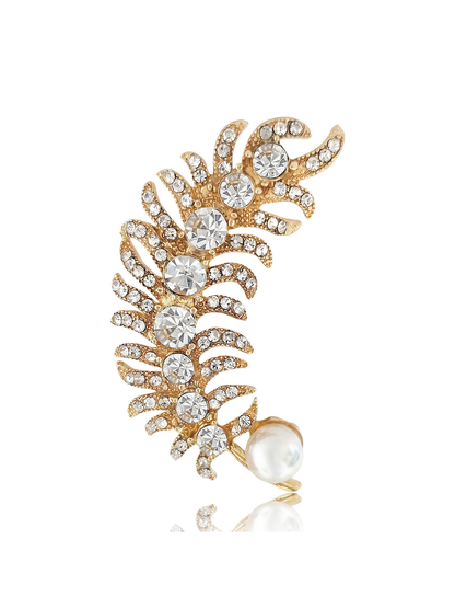 Brovia - Feather Rhinestone Alloy Elegant Brooch Pin
