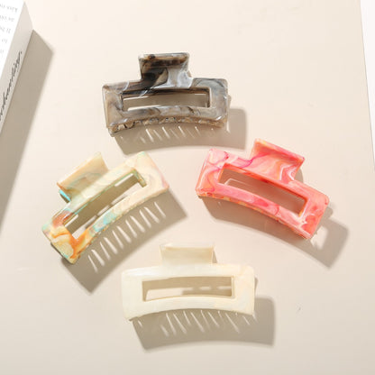 Beau - Marble Pattern Rectangle PS Hair Claw Clip