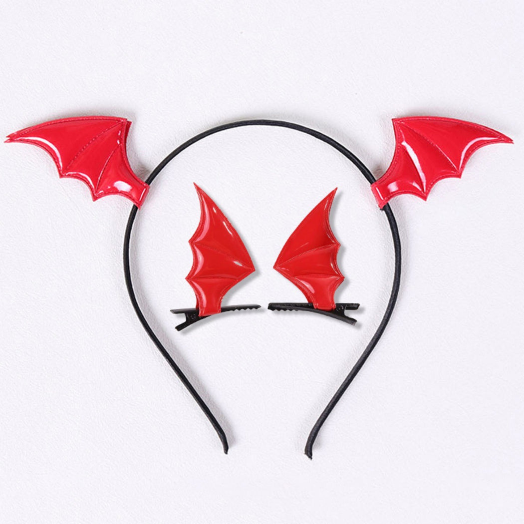 Red bat wing hair accessory set