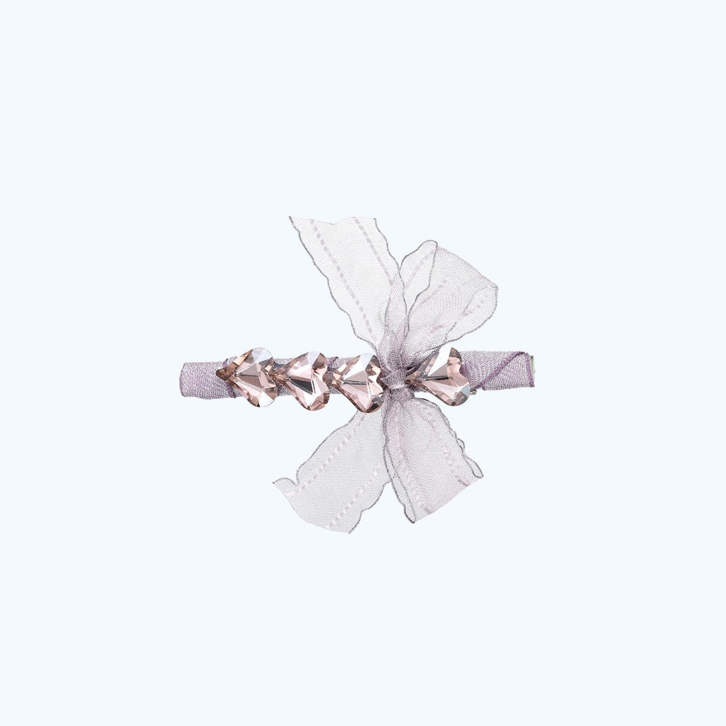 Beau - Pastel Lace Bow and Heart Accent Hair Clip