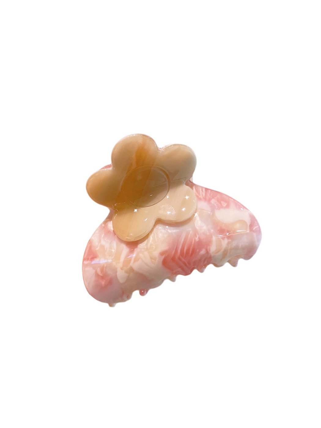 Beau - Glossy Flower Accent Acetate Fiber Claw Clip