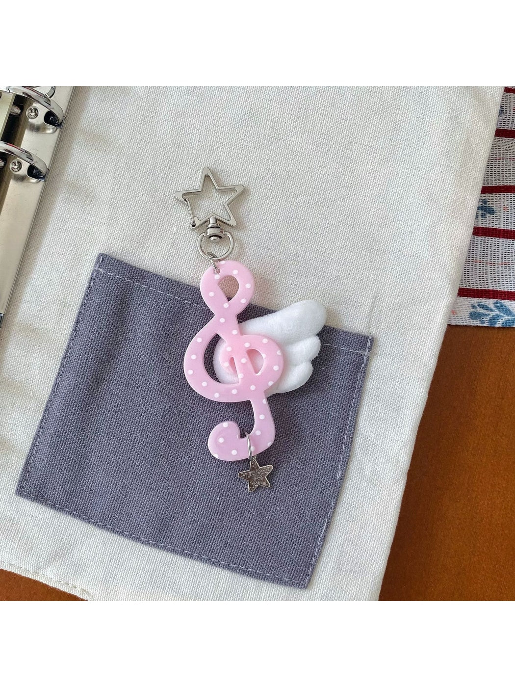 Keypus - Angel Wing Music Note Acrylic Bag Charm Keychain
