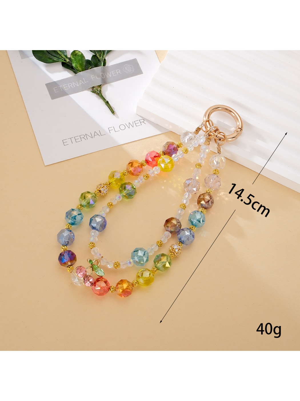 Keypus - Double Chain Beaded Cherry Pendant Keychain