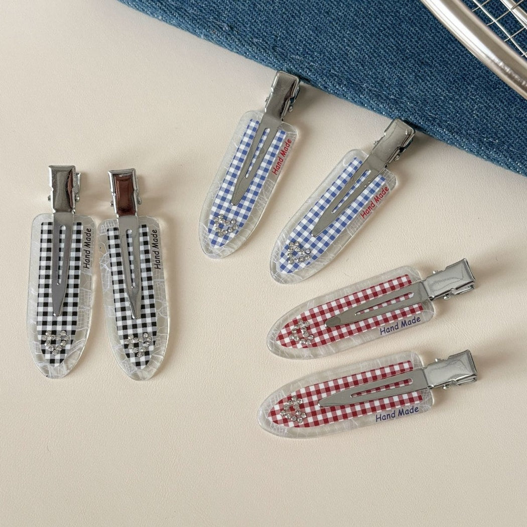 Beau - Clear Edge Gingham Heart Detail Claw Clip