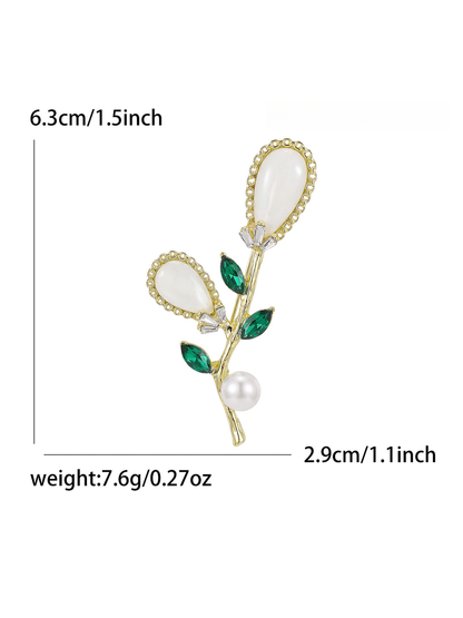 Brovia - Floral Rhinestone Alloy Elegant Brooch Pin