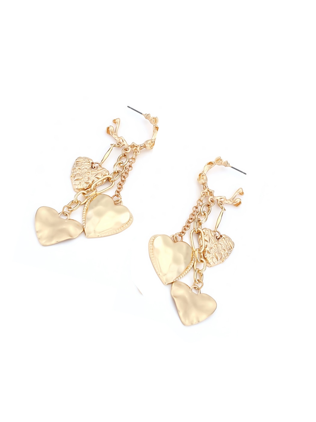 Earedge - Heart Motif Tassel Drop Alloy Earrings