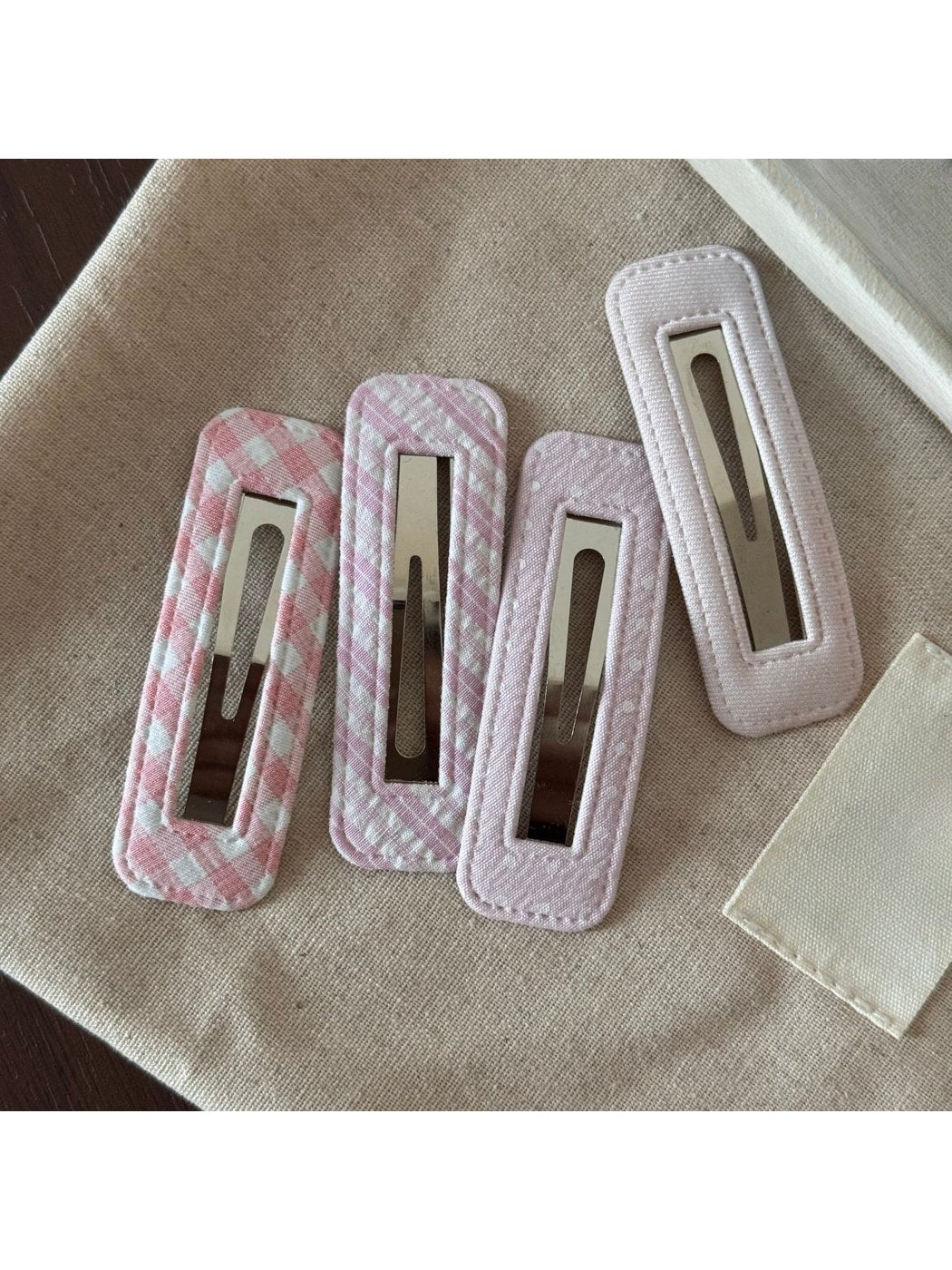 Beau - Plaid Fabric Covered Water Drop Hair Clip