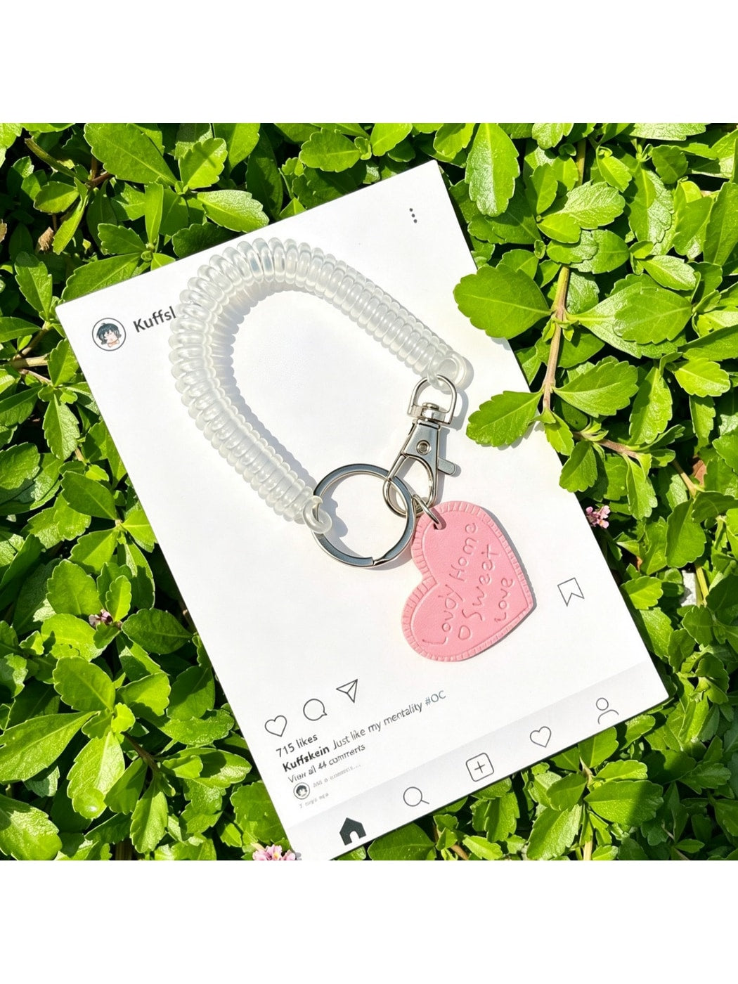 Keypus - Acrylic Spring Cord Heart and Star Keychain