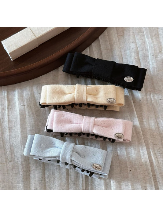 Beau - Fabric Bow High Ponytail Banana Clip