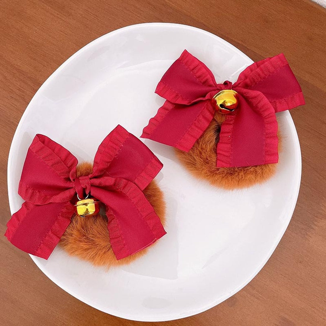 Beau - Christmas Bow Pom Pom Cartoon Hair Accessories