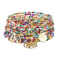 Lovra colorful beaded bracelet coiled to show full circle of beads