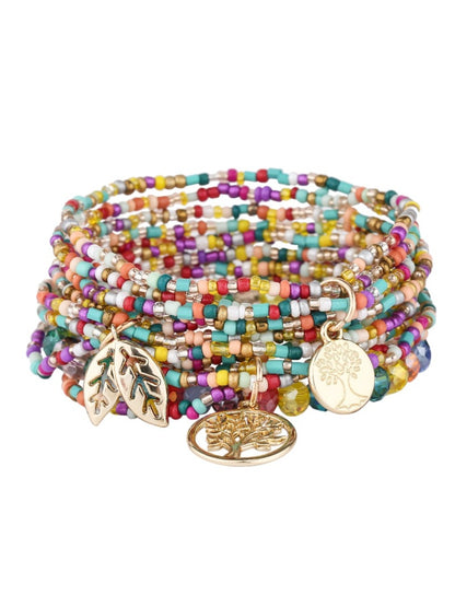 Lovra colorful beaded bracelet coiled to show full circle of beads