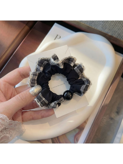 Gifty - Plaid Polyester Fabric Elastic Scrunchie