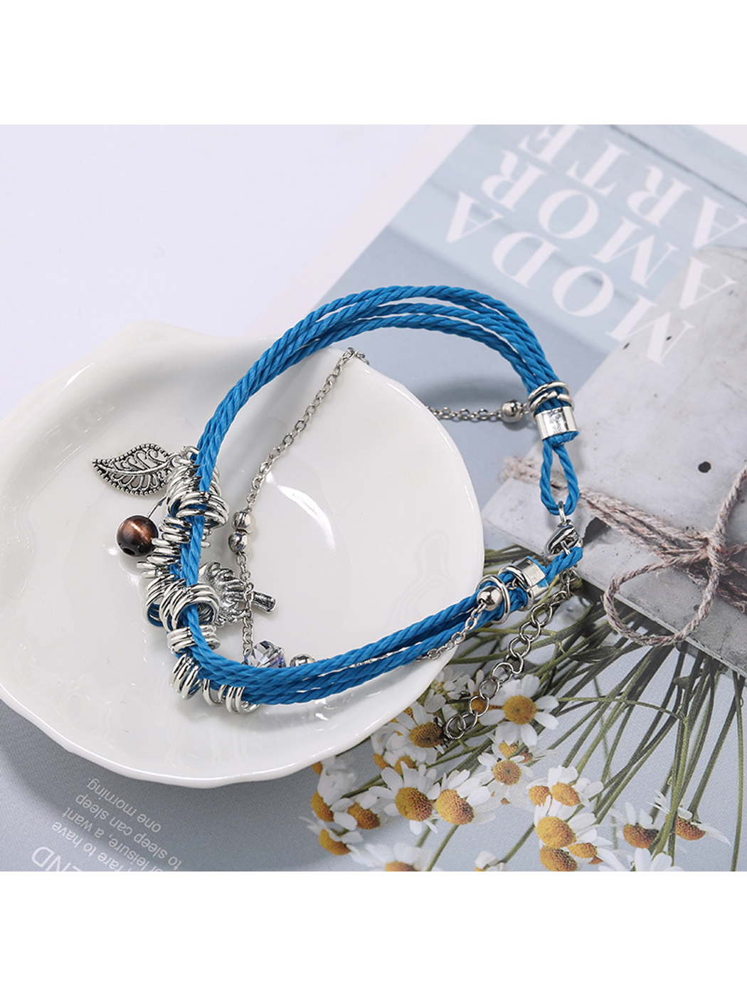 Lovra - Bohemian Leaf Beaded Layered Bracelet