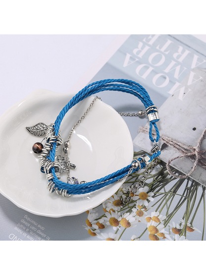 Lovra - Bohemian Leaf Beaded Layered Bracelet