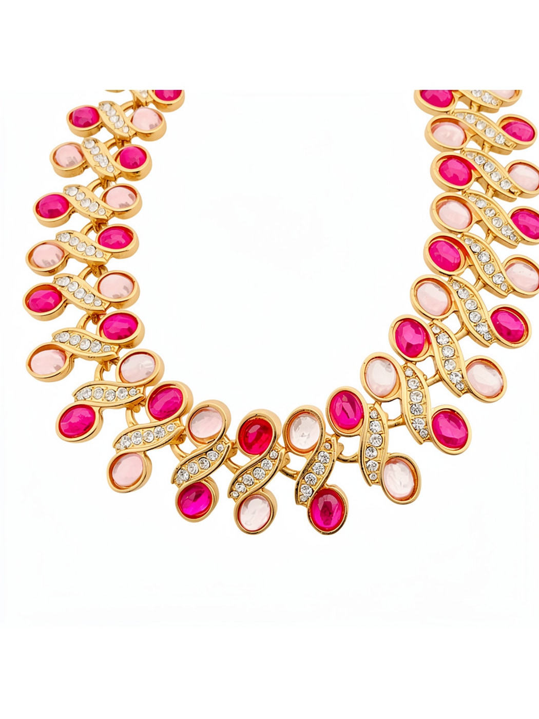 Nozari - Vintage Geometric Oval Rhinestone Necklace