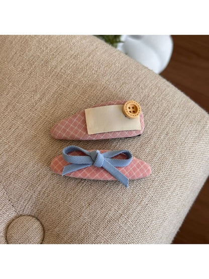 Gifty - Pink Plaid Scrunchie Hair Clip and Headband