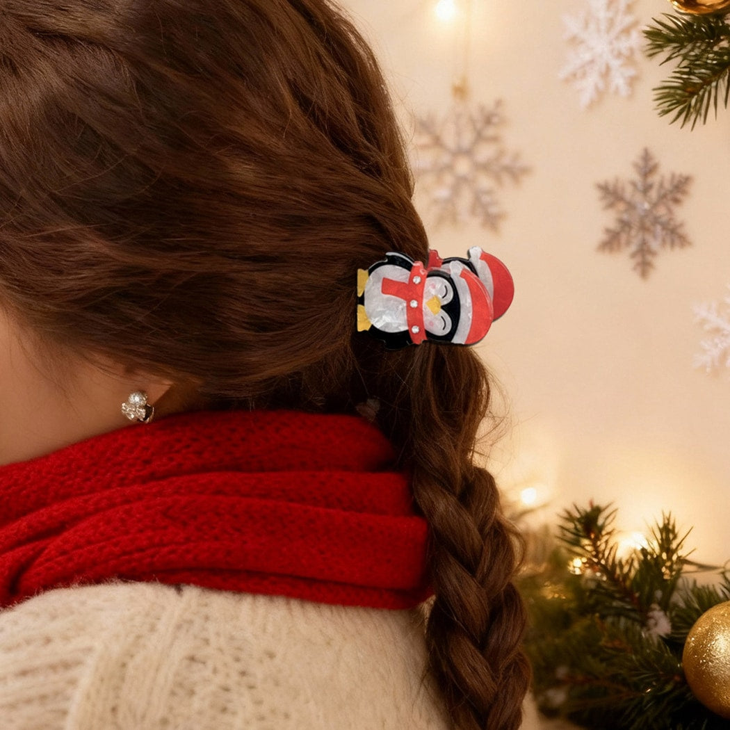Beau - Christmas Santa and Penguin Claw Clip