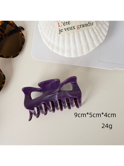 Beau - Marbled Glossy Plastic Hair Claw Clip