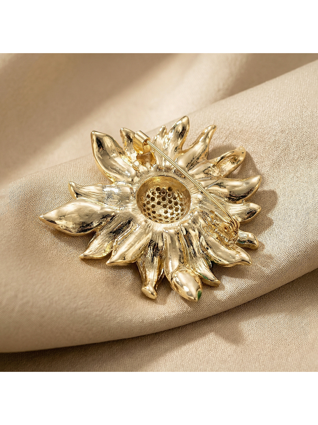 Brovia - Yellow Sunflower Flower Accent Brooch Pin