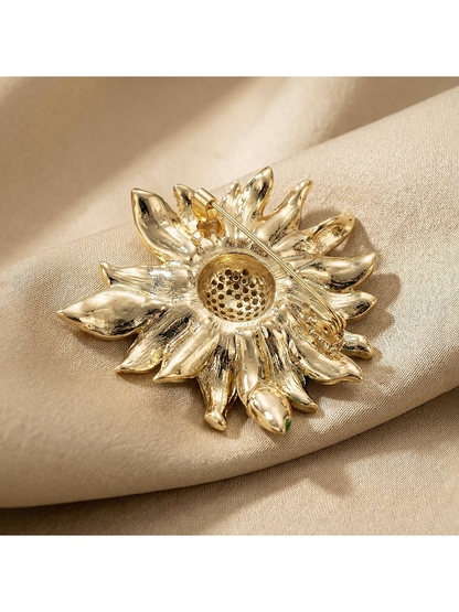 Brovia - Yellow Sunflower Flower Accent Brooch Pin