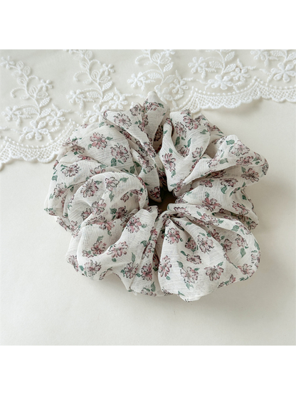 Gifty - High Elastic Floral Gathered Hair Scrunchie
