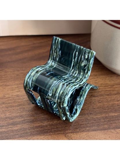 Beau - Textured Striped Acetate Elegant Ponytail Clip