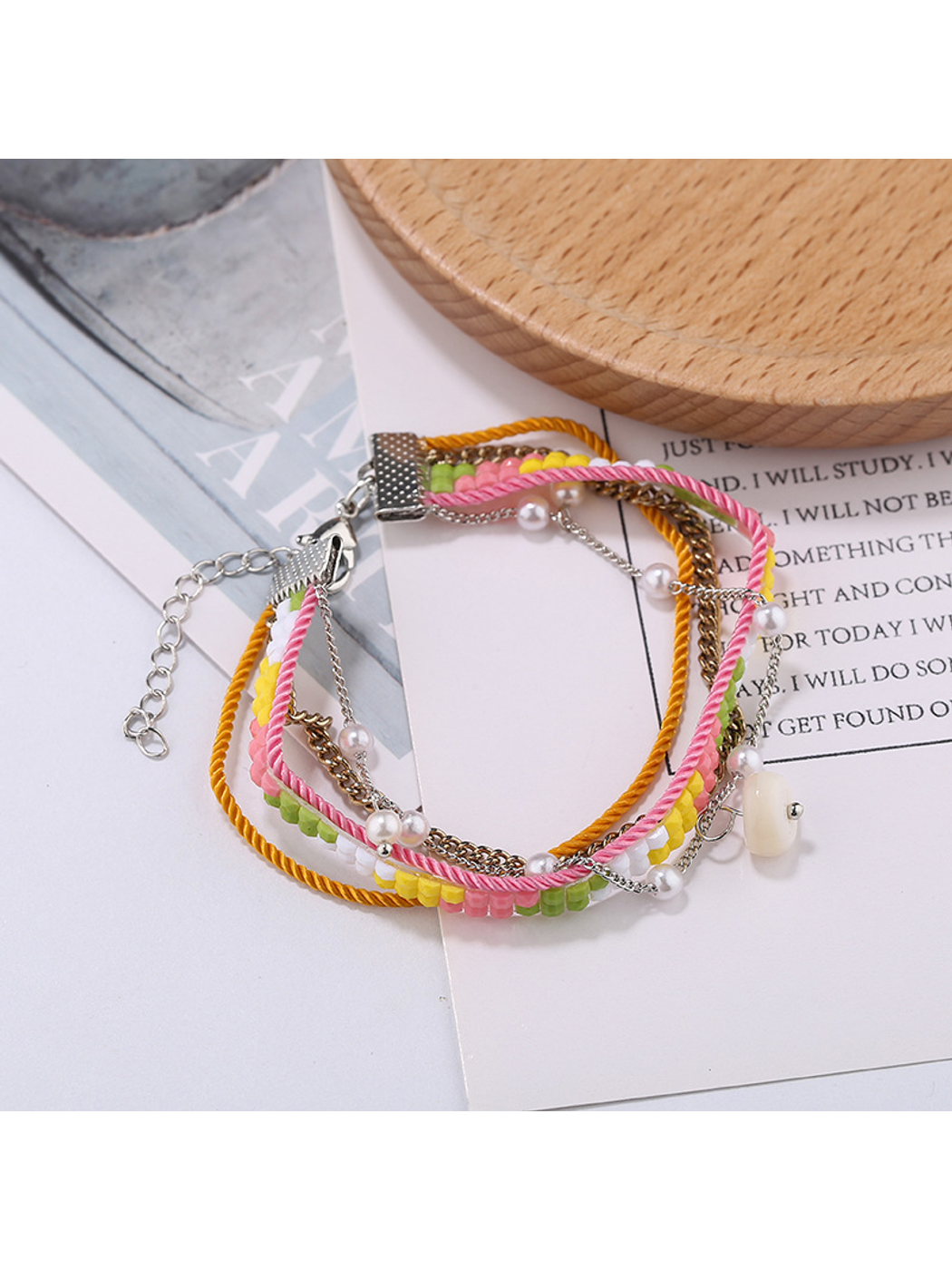 Lovra - Beaded Bohemian Wave Detail Beaded Bracelet