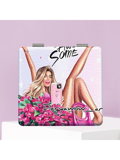 Mirroray - Cartoon Woman Print Makeup Mirror