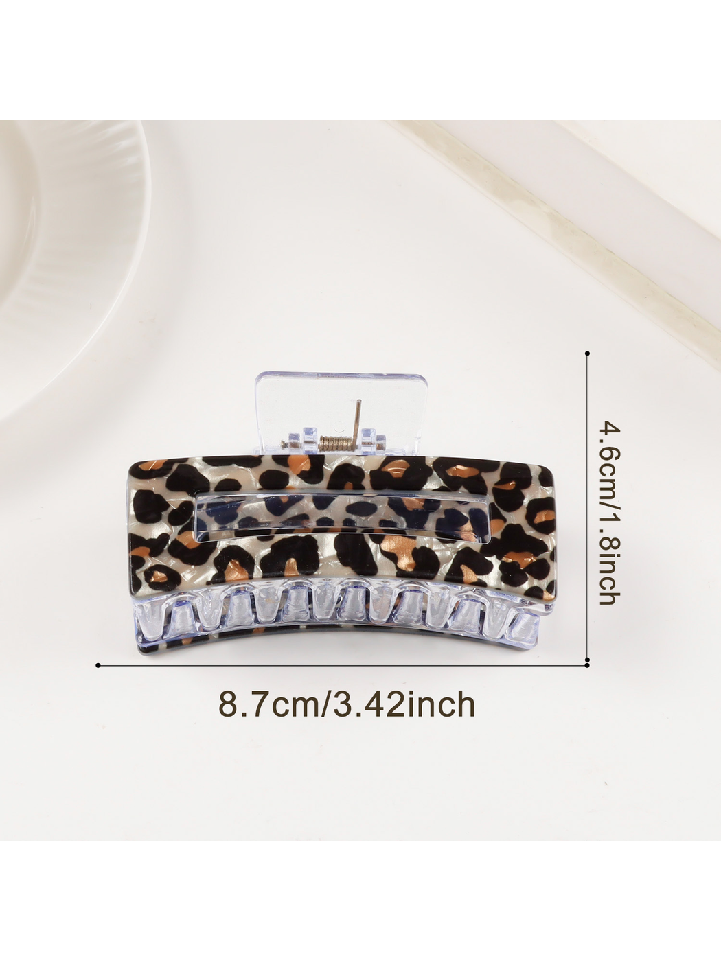 Beau - Vintage Leopard Print Curved Claw Clip