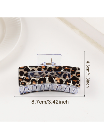 Beau - Vintage Leopard Print Curved Claw Clip