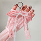 Keypus - Hollow Heart Fabric Bow Bag Charm Keychain