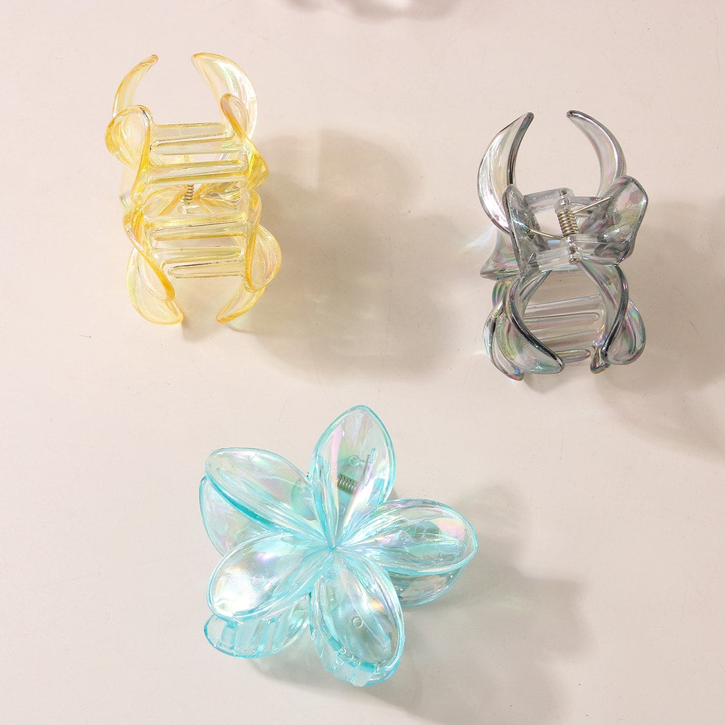 Beau - Plastic Flower Petal Lacquer Finish Claw Clip