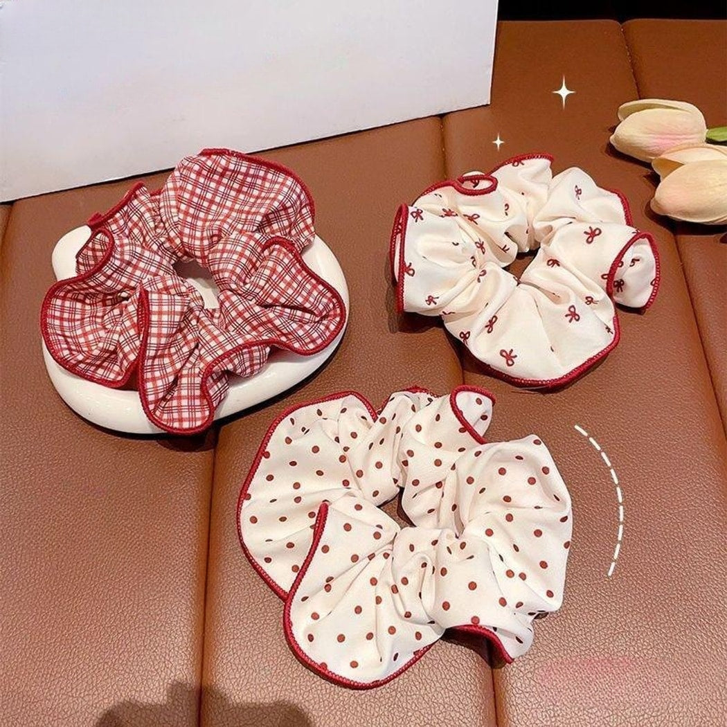 Gifty - Checked Print Detail Polyester Scrunchie