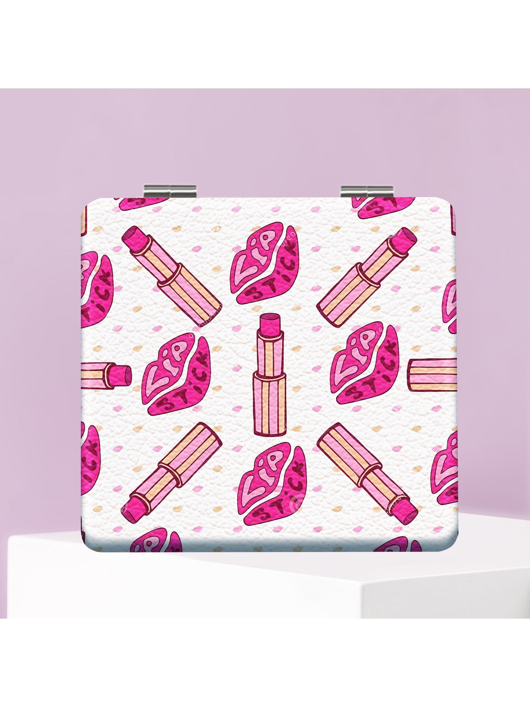 Mirroray - Cartoon Print PU Folding Makeup Mirror