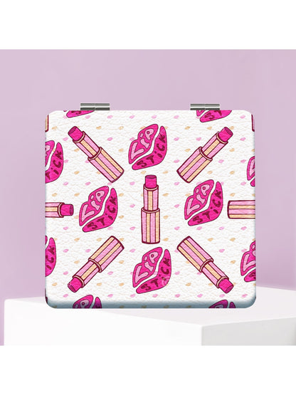 Mirroray - Cartoon Print PU Folding Makeup Mirror