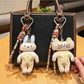 Keypus cute kitty and bunny charm keychain with pastel colors on white background