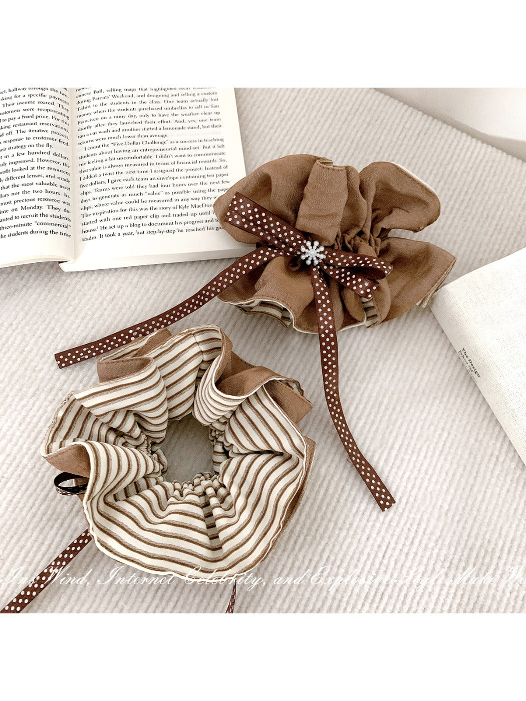 Gifty - Striped Khaki Hair Tie