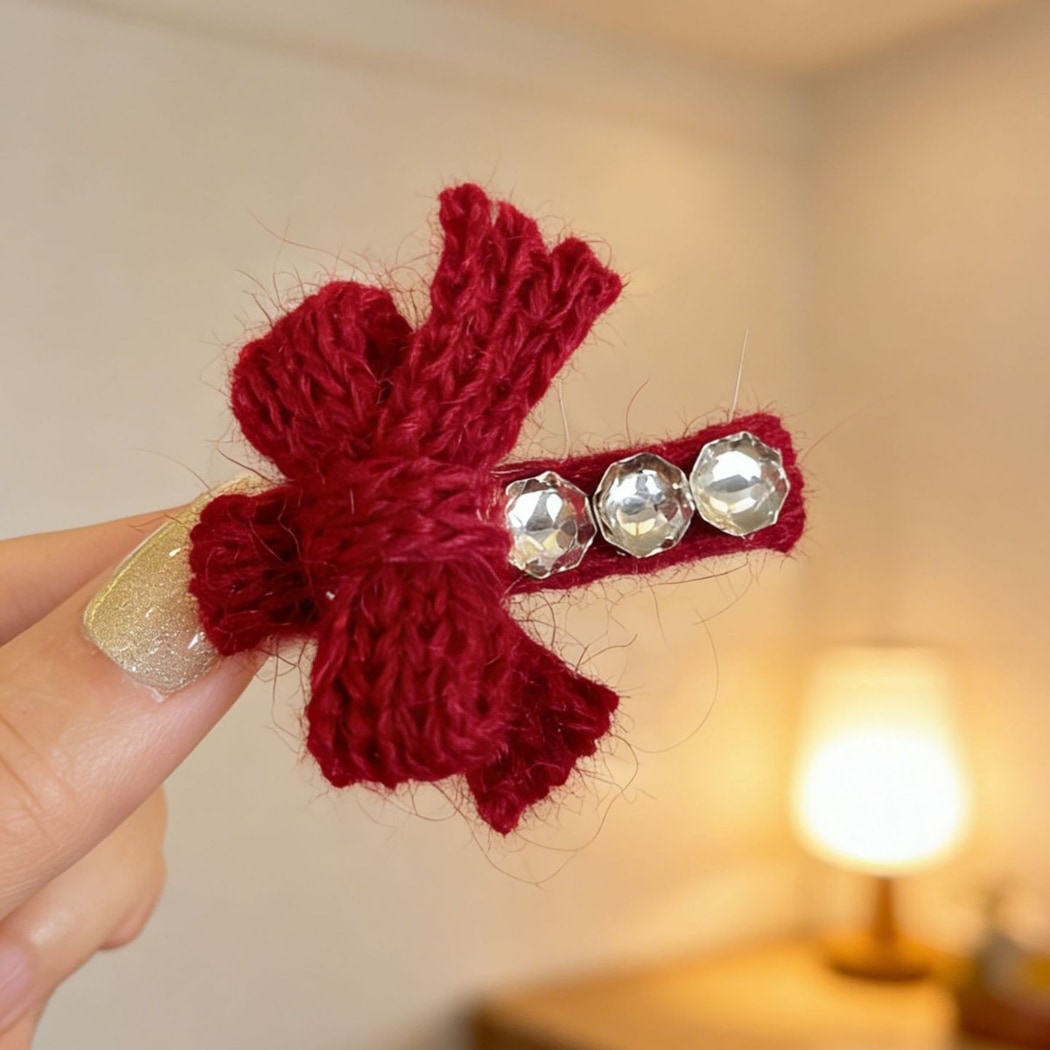 Beau - Textured Bow Side Duckbill Decorative Hair Clip
