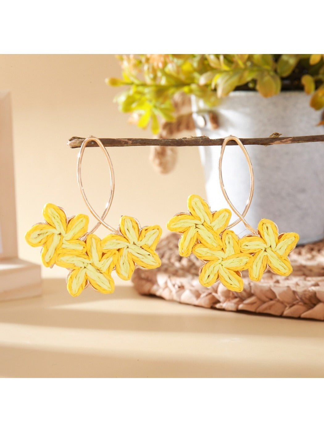 Detailed shot of the flower petal texture on Earedge Sweet Flower Shaped Drop Earrings