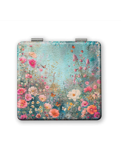 Mirroray - Foldable Floral Print Glass Makeup Mirror