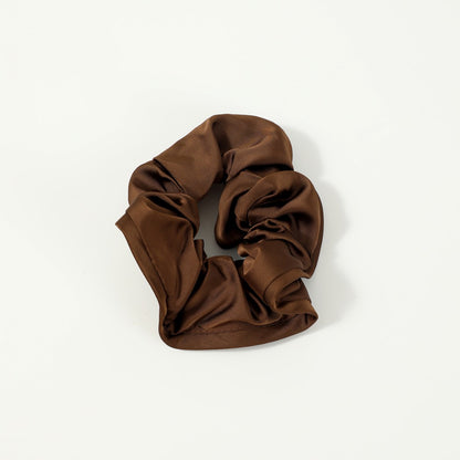 Gifty - Solid Color Satin Scrunchie with Ruffle Detail