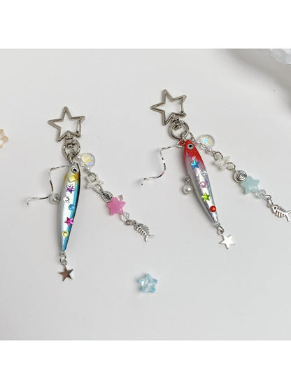 Keypus - Segmented Beaded Look Fish Bag Charm Keychain
